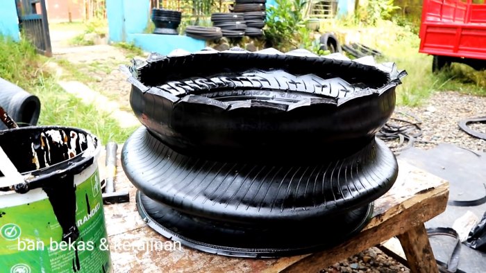 Как сделать садовый вазон из мотошин