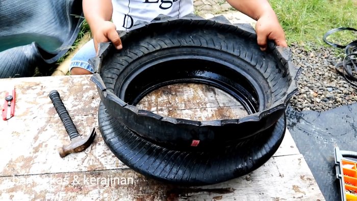 Как сделать садовый вазон из мотошин