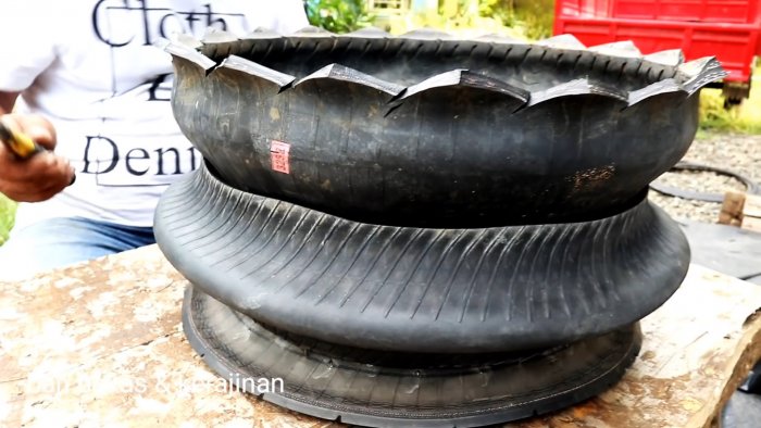 Как сделать садовый вазон из мотошин