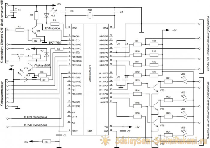 Блок управление по SMS на AT90S8515 и Siemens C45