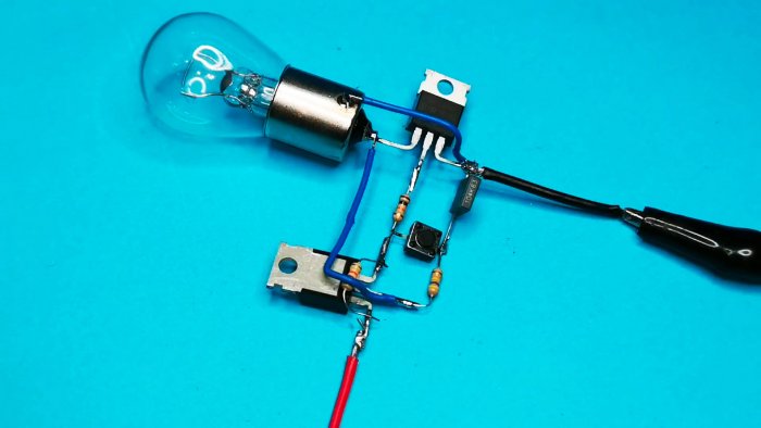 Как сделать транзисторный переключатель для управления мощной нагрузкой кнопкой без фиксации