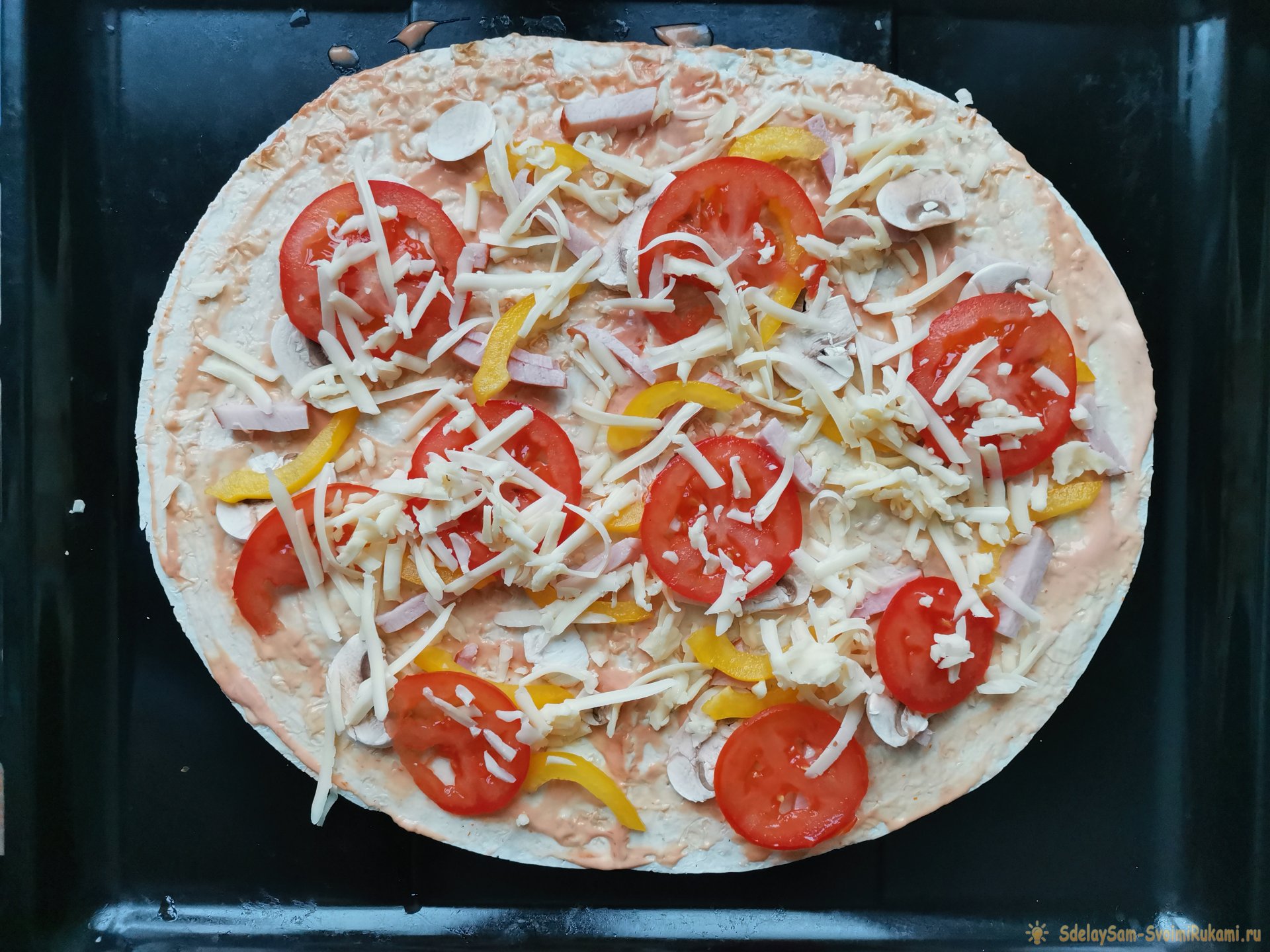 быстро пицца в духовке из лаваша фото 66