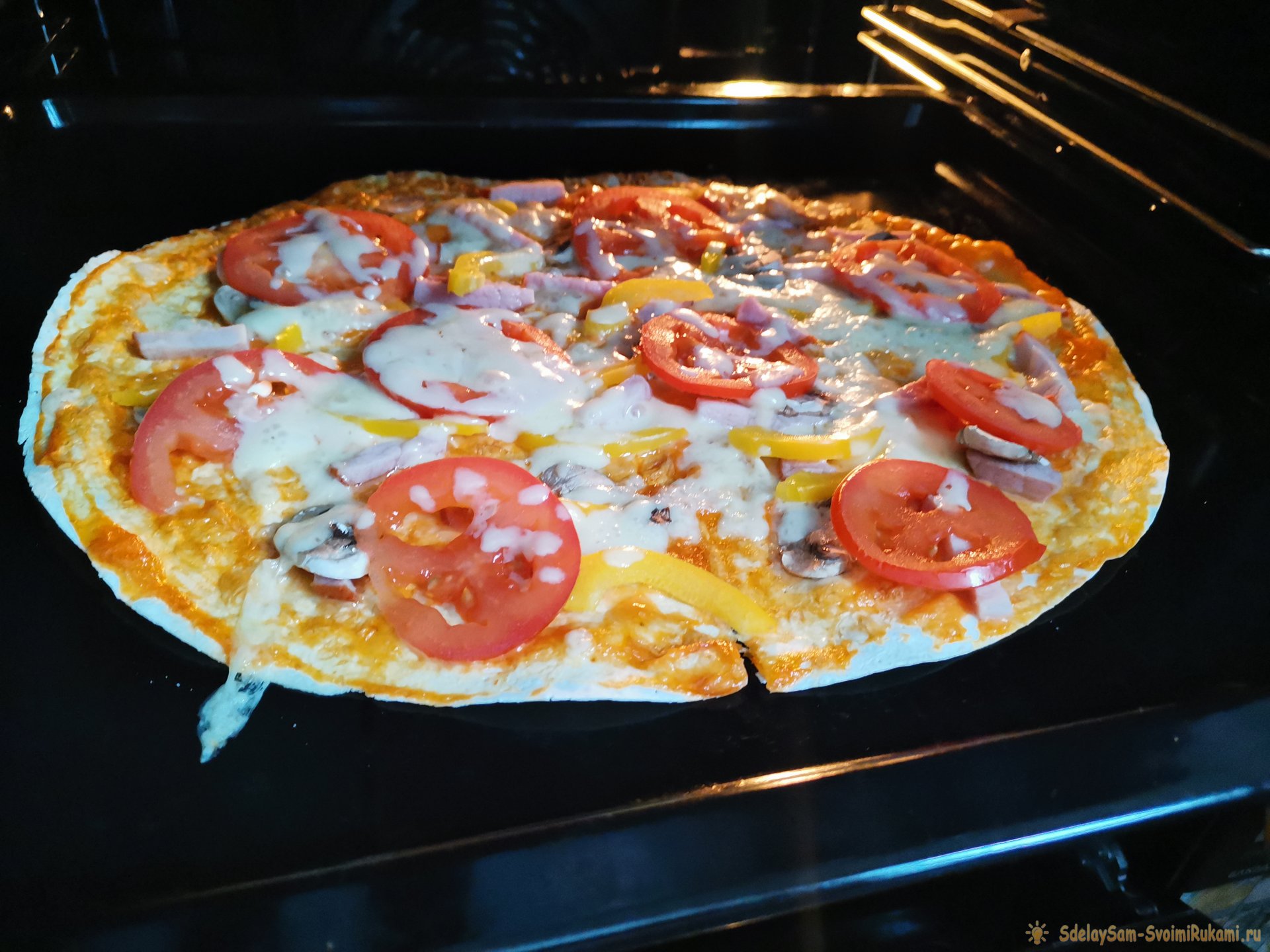 быстрая пицца из лаваша толстого в духовке фото 109