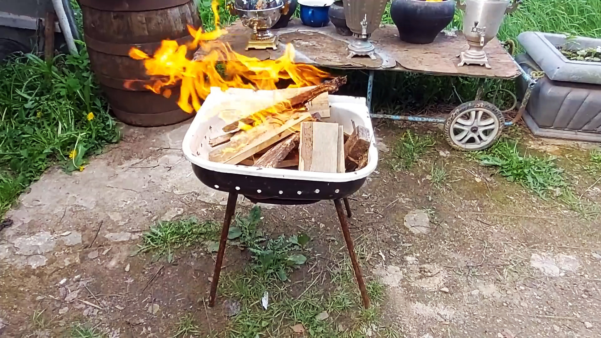 Мангал из раковины из нержавейки своими руками фото