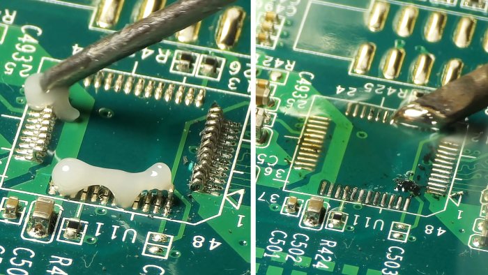 Быстрый способ выпаять неисправную микросхему без фена