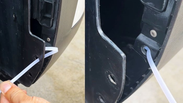 Обычная стяжка вместо клипсы на авто Полезный лайфхак