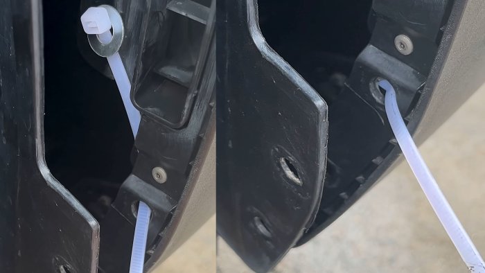 Обычная стяжка вместо клипсы на авто Полезный лайфхак