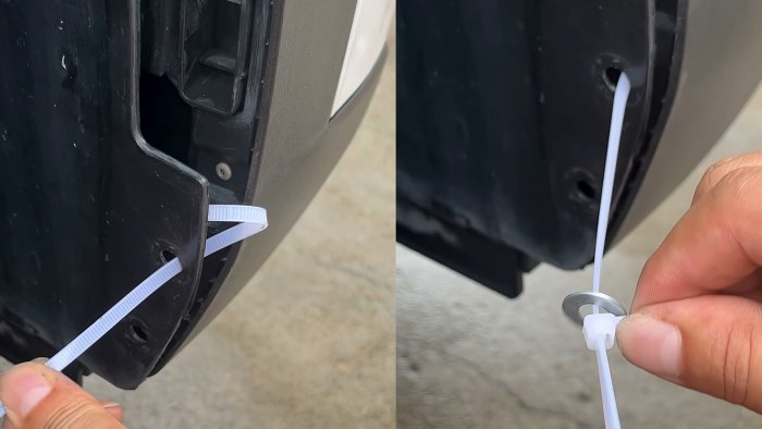 Обычная стяжка вместо клипсы на авто Полезный лайфхак