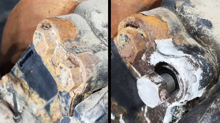 Лайфхак по откручиванию прикипевшего болта