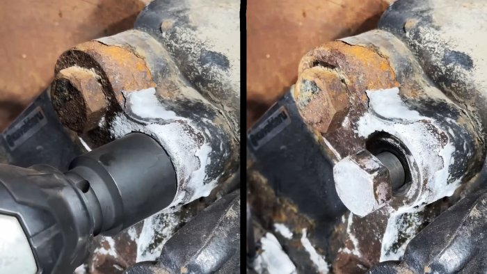 Лайфхак по откручиванию прикипевшего болта