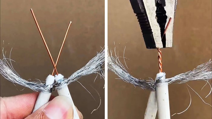 Как соединить экранированный кабель без соединителя муфты